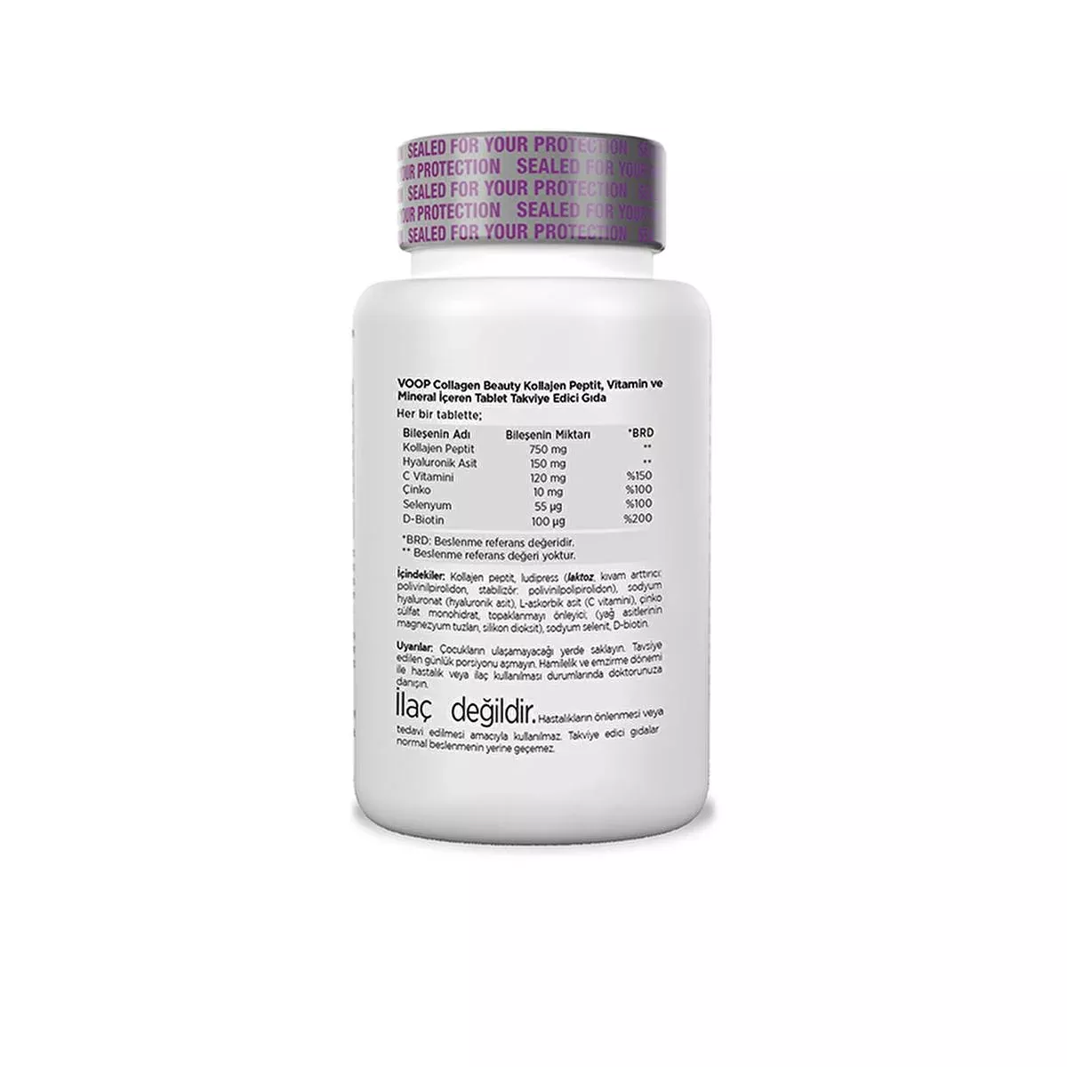 Voop Collagen Beauty: Kollajen Peptit, Vitamin & Mineral Supplement - 30 Gluten-Free Tablets for Radiant Skin, Healthy Hair & Nails