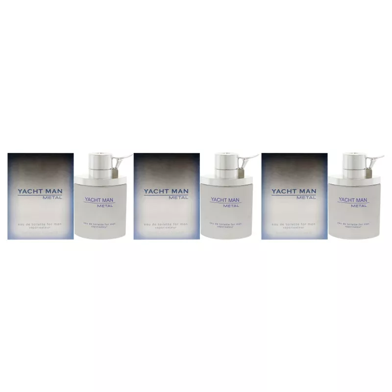 Yacht Man Metal by Myrurgia for Men - 3.4 Oz Edt Spray - Pack of 3