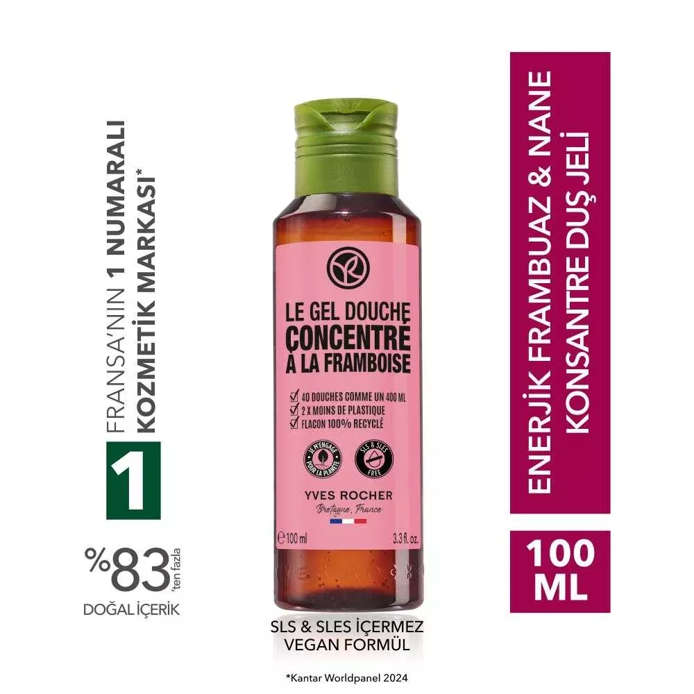 Yves Rocher Raspberry & Peppermint Concentrated Shower Gel 100ml